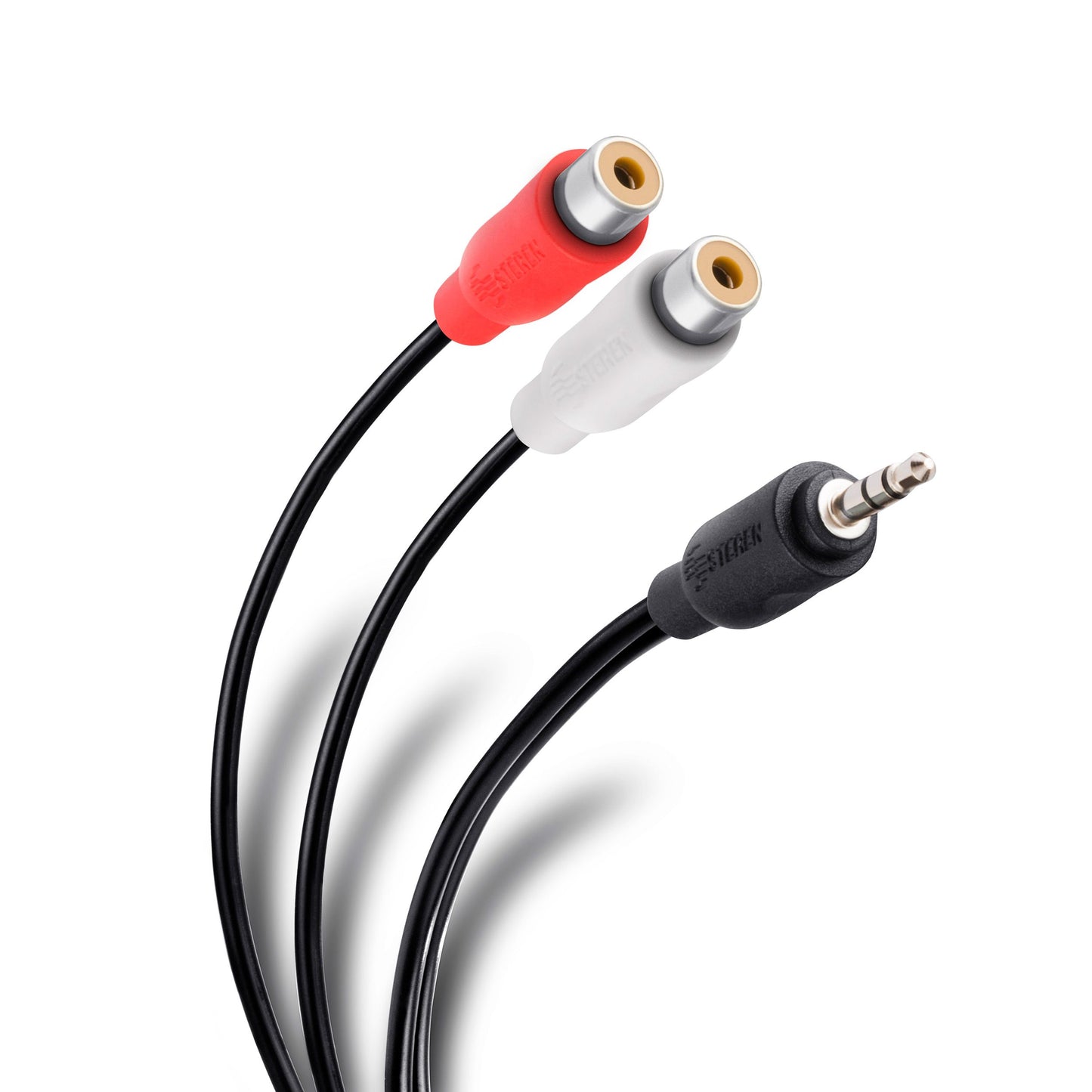 Cable de audio Steren de 3.5 mm macho a 2 RCA hembra de 15 cm