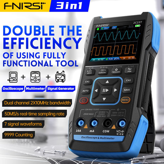 Osciloscopio de 10 MHz de 2 canales y multímetro Fnirsi 2C23T-2