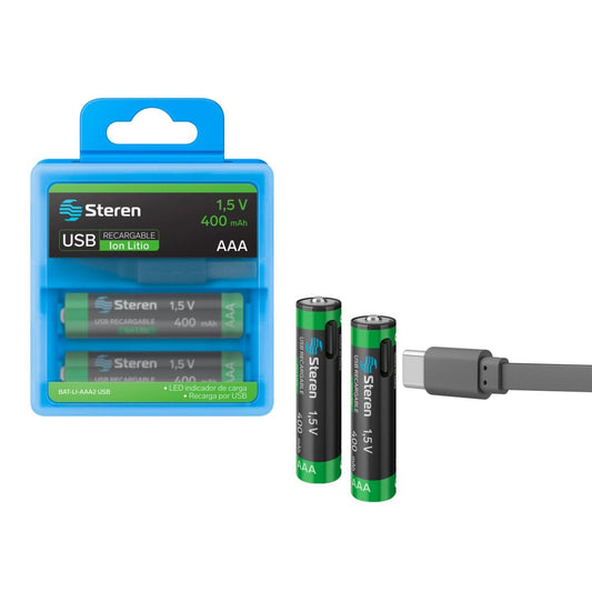 Batería recargable USB Li-ion AAA de 370mAh - 2 unidades-2