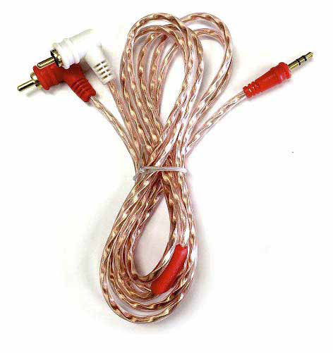 Cable de audio Audiopipe de 3.5 mm macho a 2 RCA macho en ángulo de 1.8 m-1