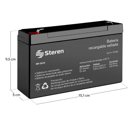 Batería recargable sellada de ácido-plomo 6V 12Ah-2