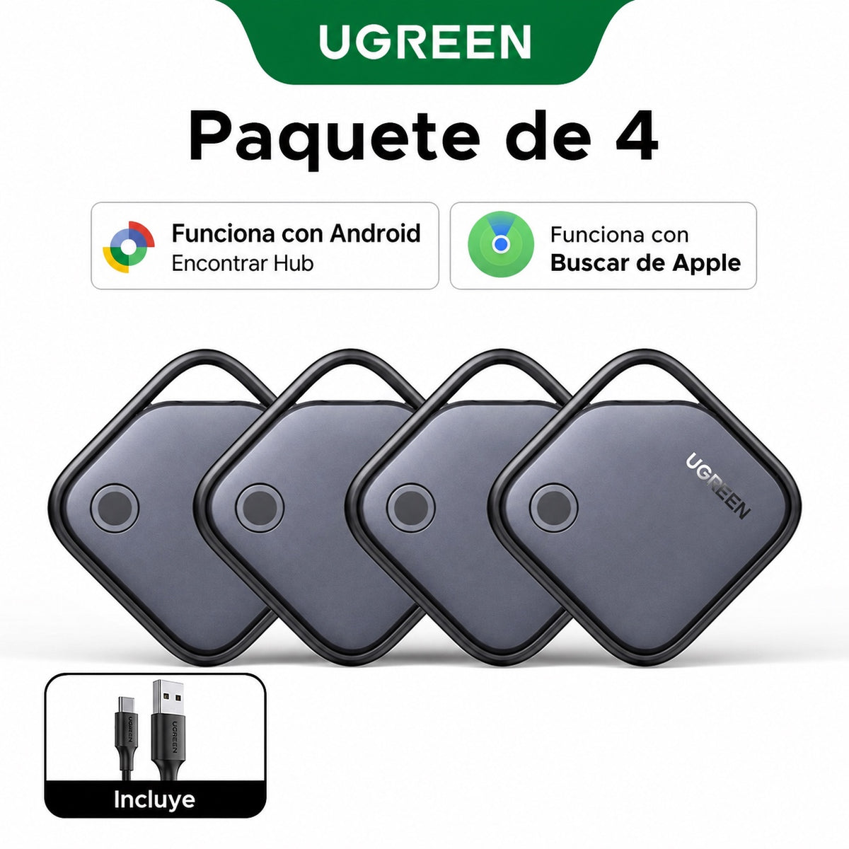 Localizador para Android o iOS UGREEN CM916 - 4 piezas