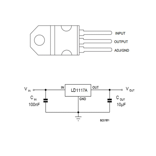 Regulador de voltaje de 3.3V LD1117AL-33-2