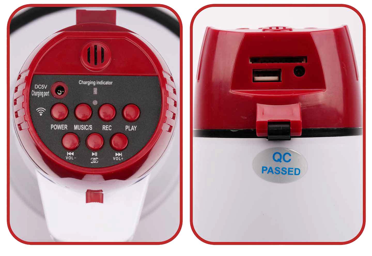 Megáfono N.A. recargable con BT, SD, USB y grabadora 50W-3