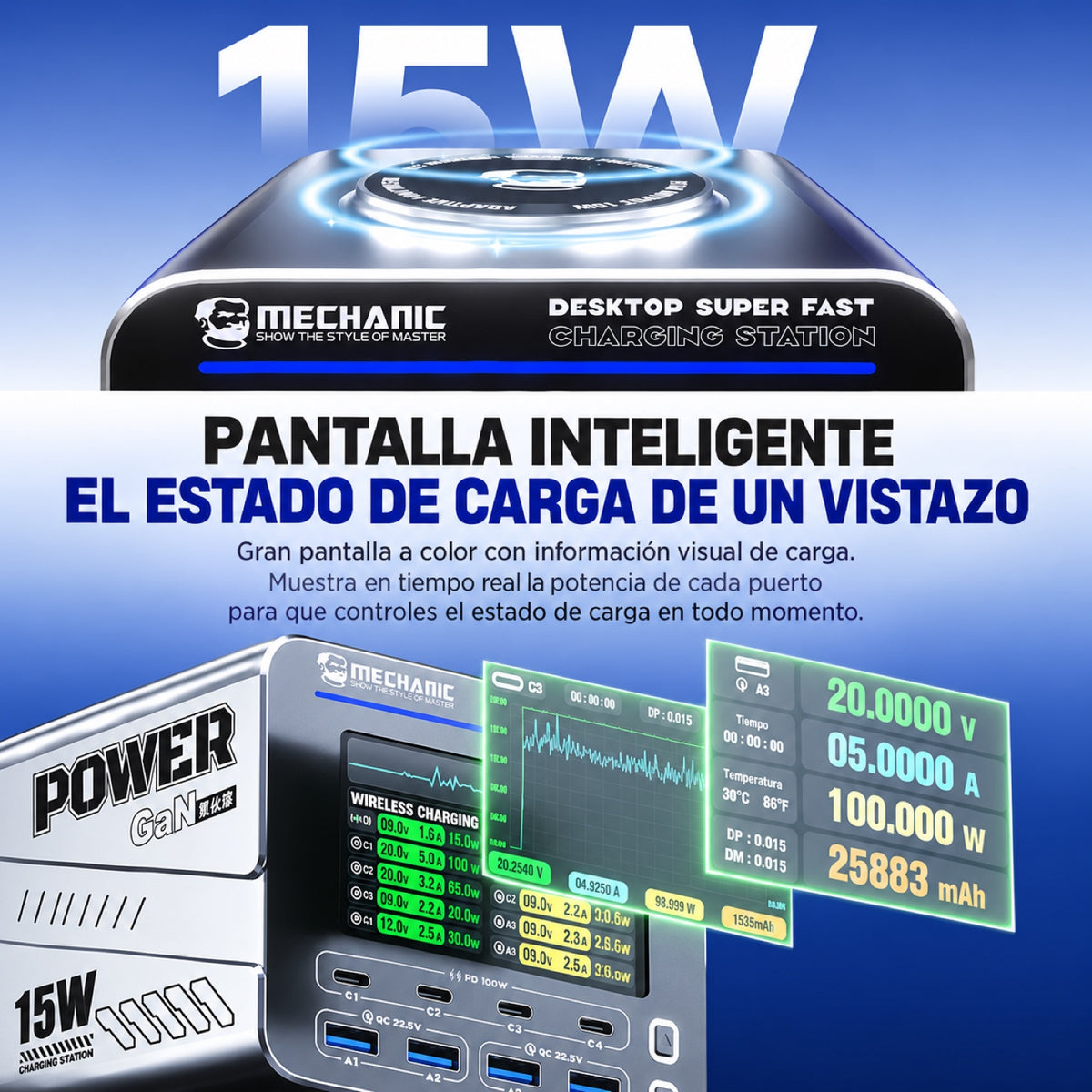 Estación de carga USB Mechanic G-Power de 115W-7