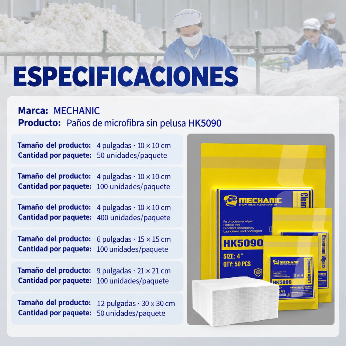 Pañuelos Mechanic HK5090 de 10x10 cm 100 unidades-10