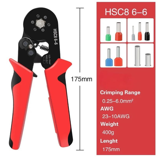 Kit de crimpadora de terminales HSC8 6-6 de 1200 piezas - 24 a 10 AWG-2