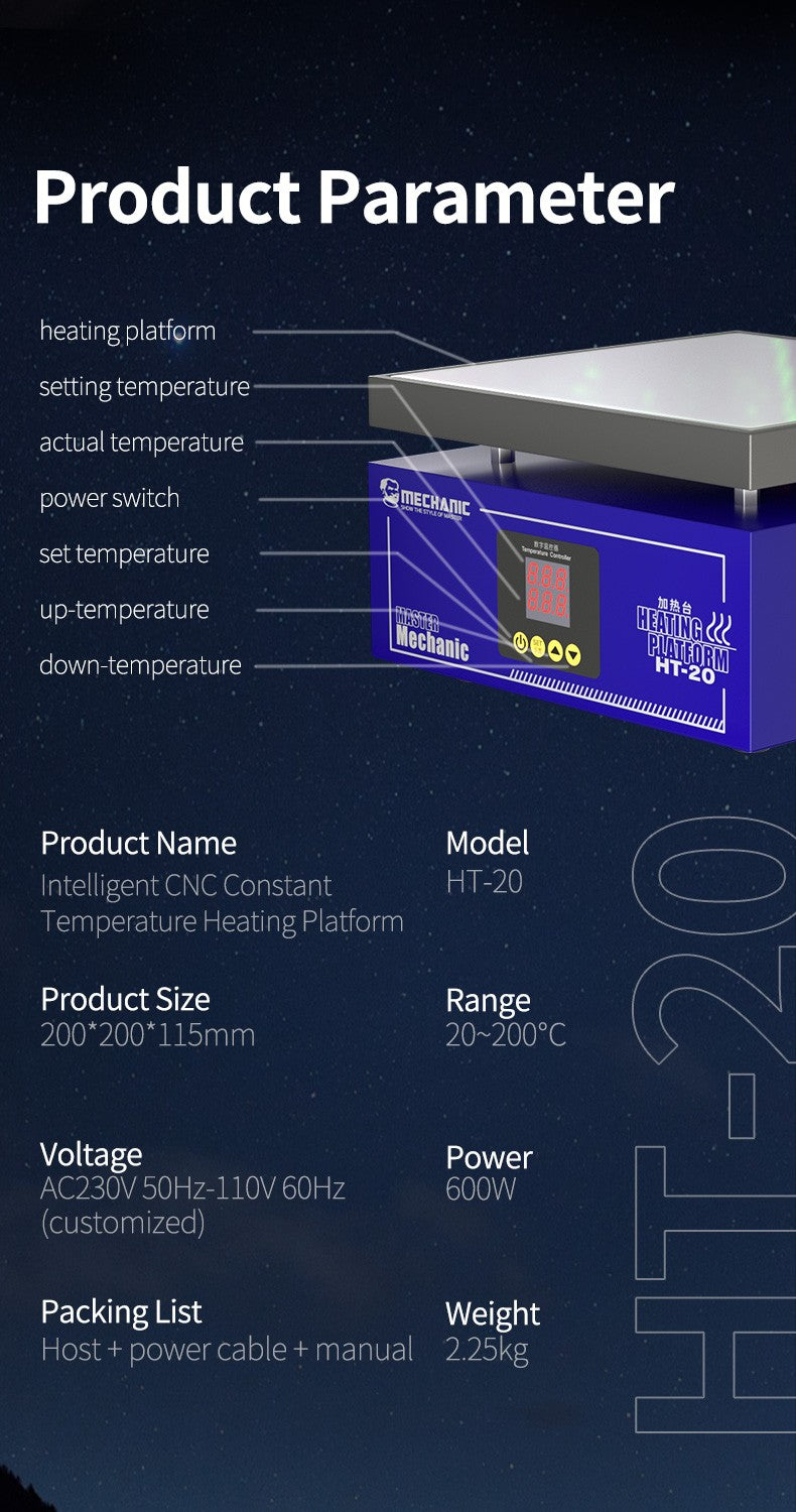 Cama de calentamiento termostática Mechanic HT-20-5