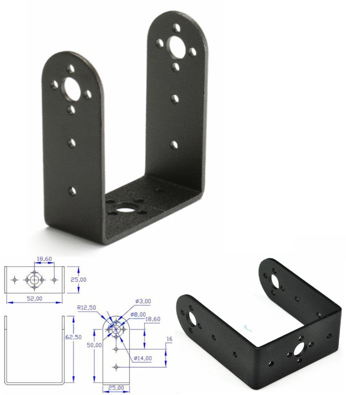 Pieza larga en U para servo MG995 o MG996R-3
