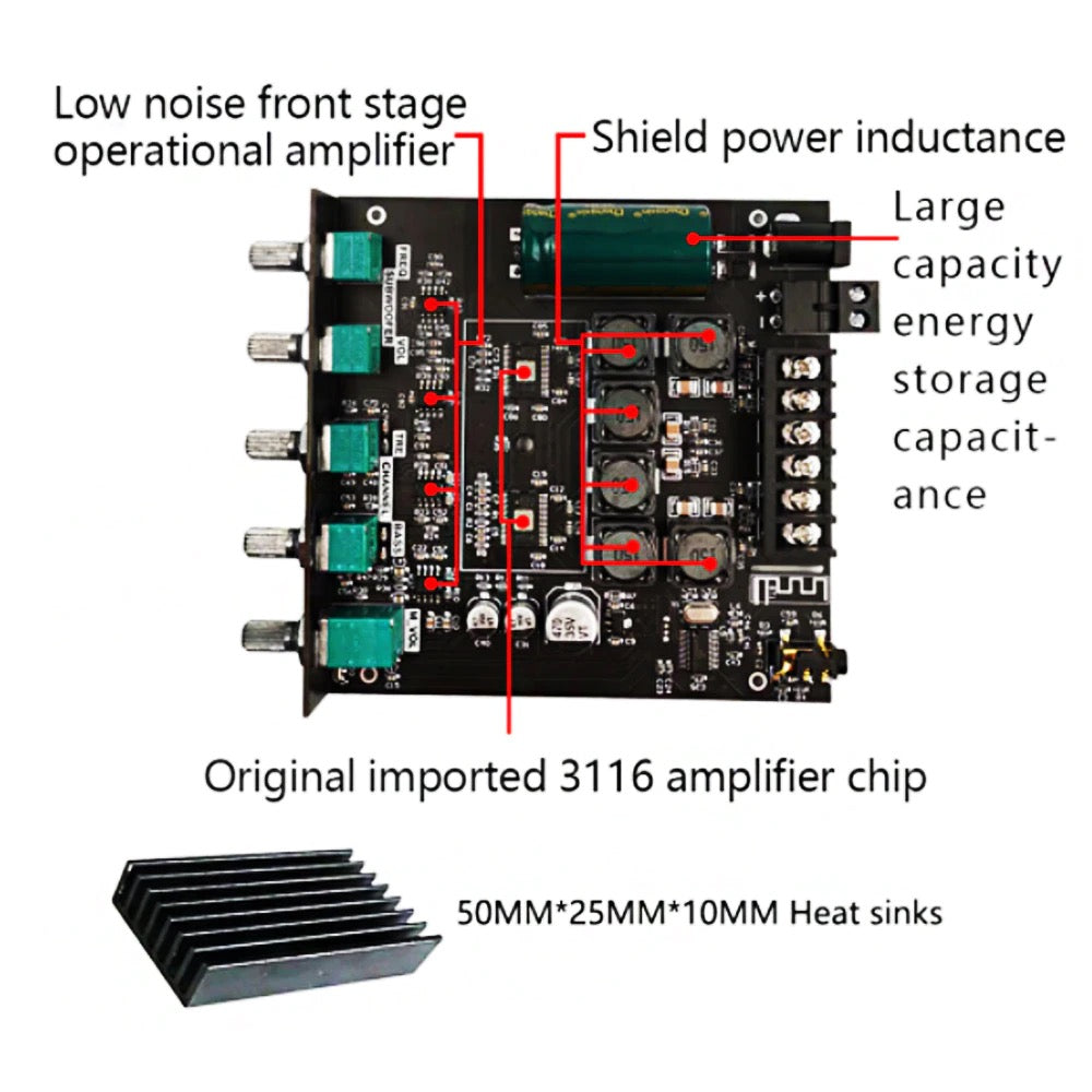 Módulo amplificador de audio ZK-TB21 con bluetooth 5.0 100W + 2x50W-3