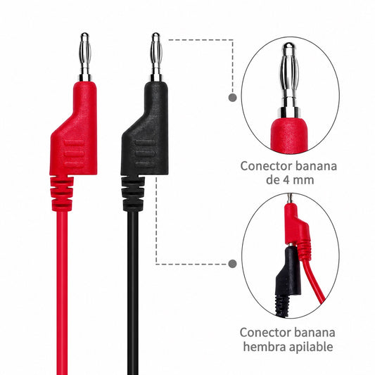 Cable de prueba de banana a banana 4mm de 1m - negro-2