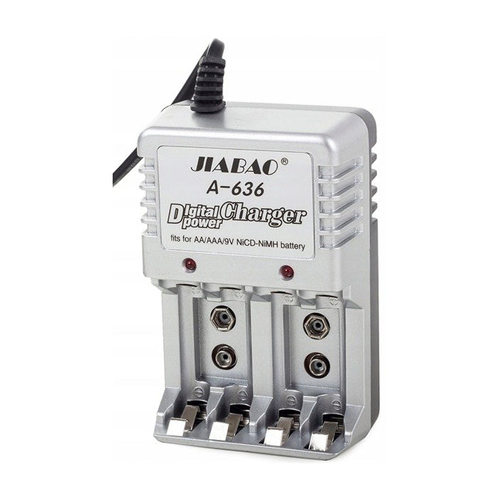 Cargador Jiabao para batería de 9V, AA y AAA-1
