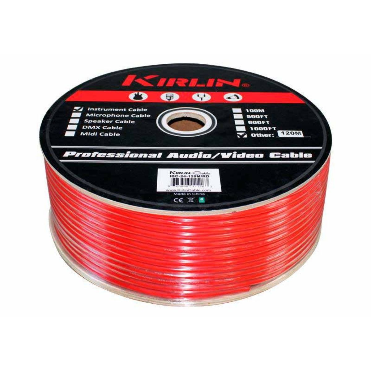 Cable para instrumento Kirlin calibre 24, rojo - metro-1