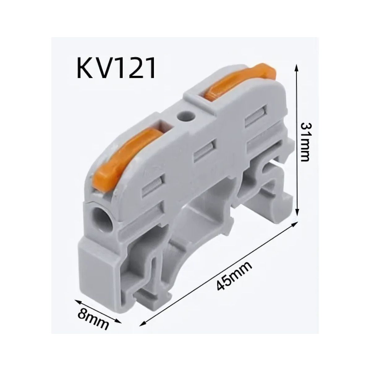 Conector de empalme rápido 1 a 1 - KV121 para riel din-5