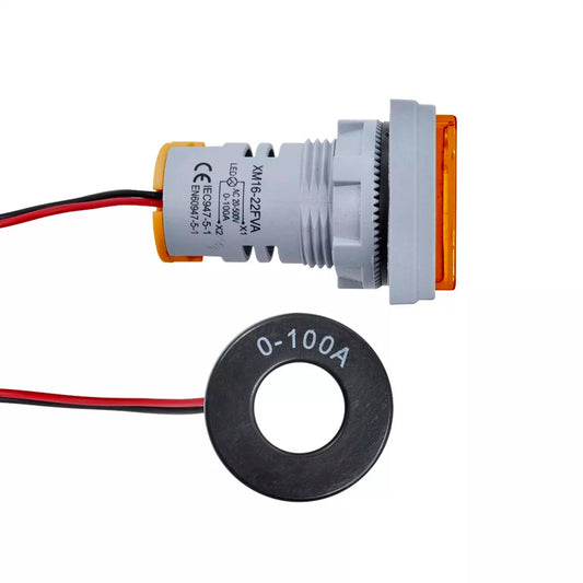 Voltímetro y amperímetro AC tipo luz piloto LED amarillo de 22mm-2