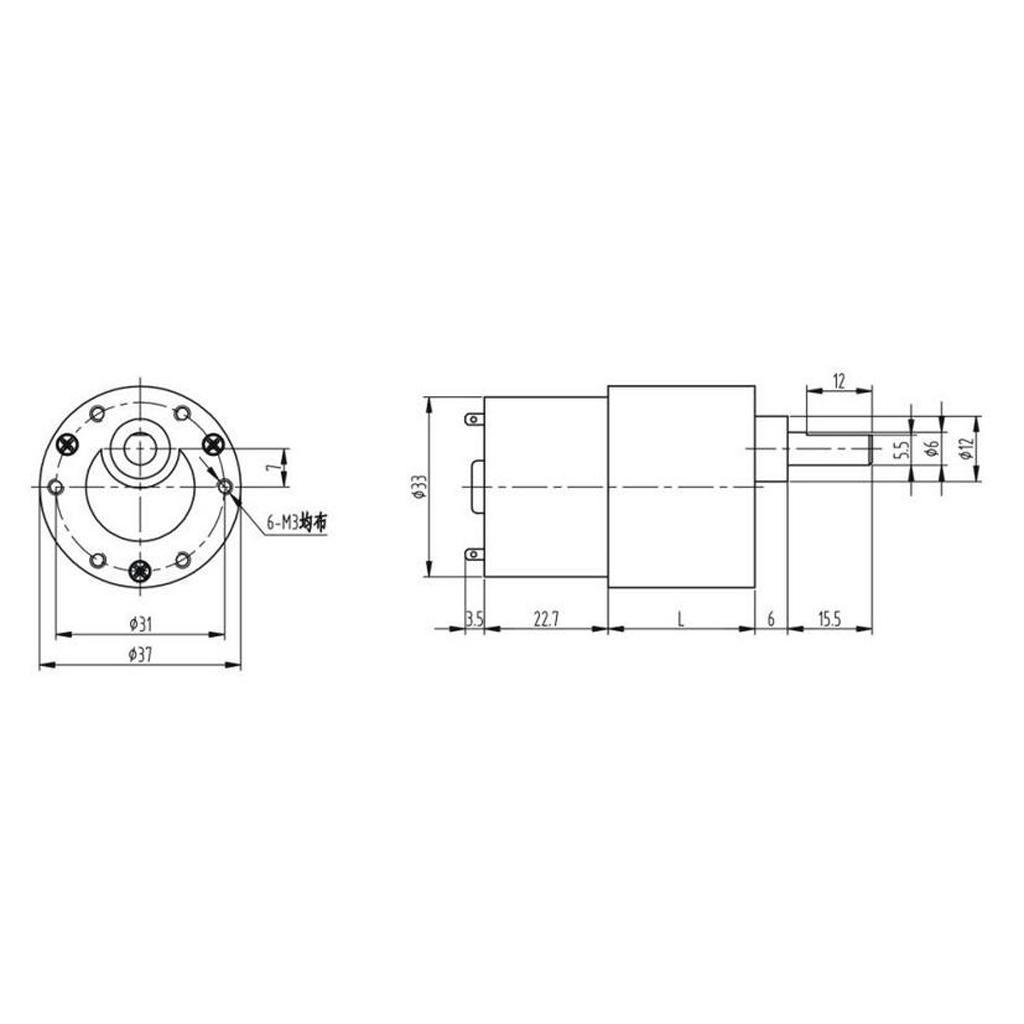 Motorreductor metálico de 12V a 15 RPM-2