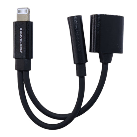 Adaptador tipo cable de Lightning macho a Lightning y 3.5mm hembra-2