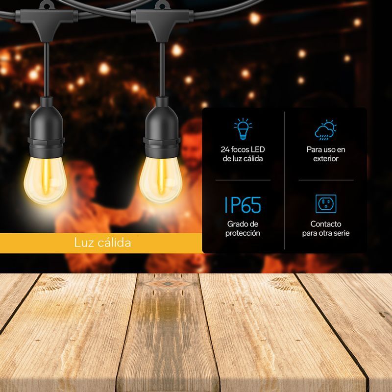 Serie LED vintage de 24 focos para exterior-3
