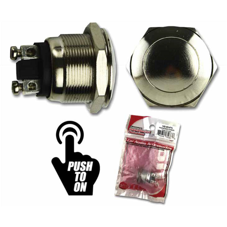 Pulsador momentáneo NA SPST, metálico redondo 4A - 125V-1