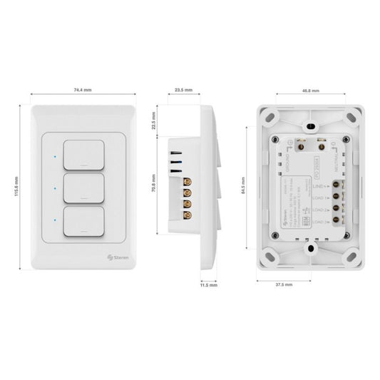 Apagador de pared Wi-Fi de botón triple-2