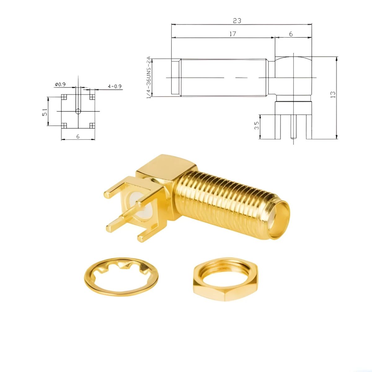 Conector de antena RF SMA-KWE de 23 mm-2
