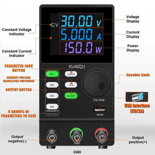 Fuente DC Kuaiqu SPPS305D con memoria - 30V 5A-2
