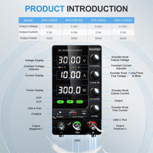 Fuente DC Kuaiqu C3010S con OVP-OCP y QuickCharge - 30V 10A-2