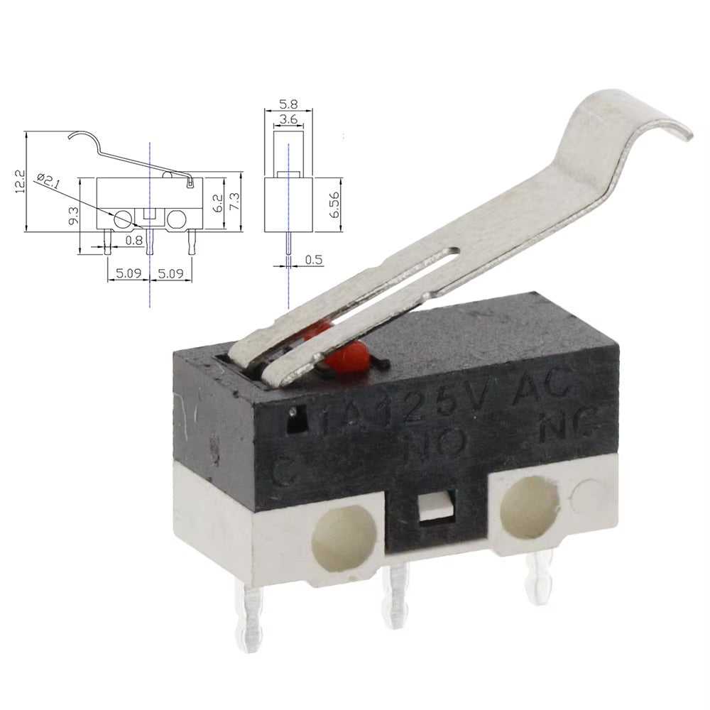 Microswitch SPDT miniatura de 1A 125V con palanca doblada
