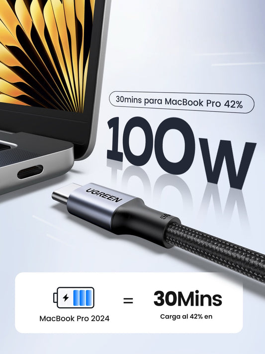 Cable USB-C trenzado UGREEN de 100W - 1.5m-2