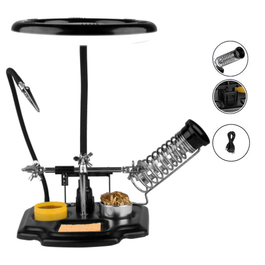 Tercer brazo con lupa, base para cautín y lámpara USB-2