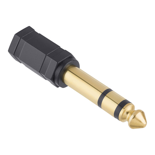 Adaptador de 3.5mm hembra a 6.3 mm macho, estéreo dorado-2