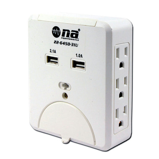 Tomacorriente Nippon America 6 salidas 5V con puertos USB-1
