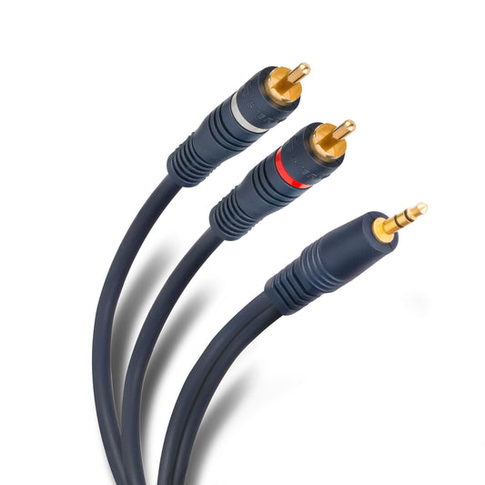 Cable de audio Steren de 3.5 mm a 2 RCA macho de 1.8 m con conectores dorados