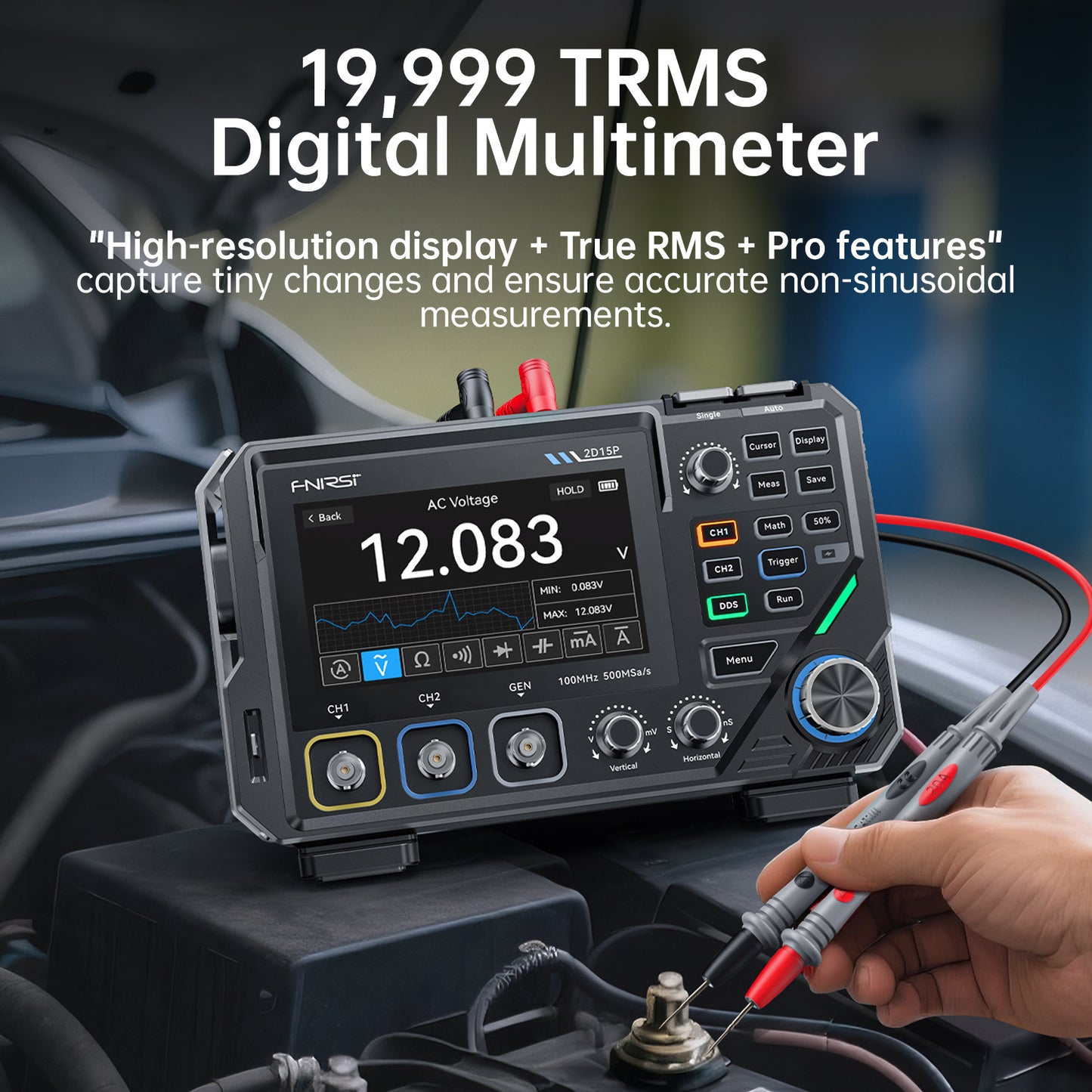 Osciloscopio de 2 canales 100 MHz, 3 en 1 Fnirsi 2D15P-8