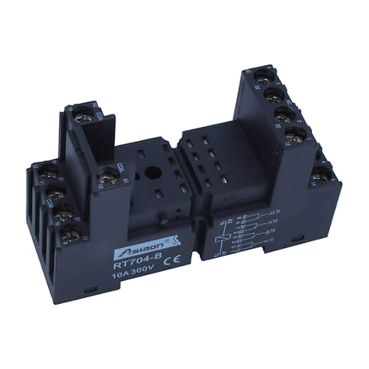 Base Asiaon para relé de 14 espigas riel din RT704-B-1