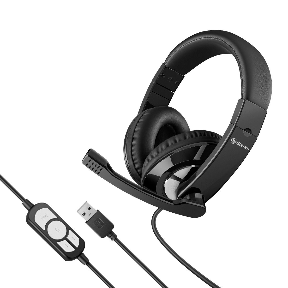 Headset USB multimedia con micrófono y volumen-1