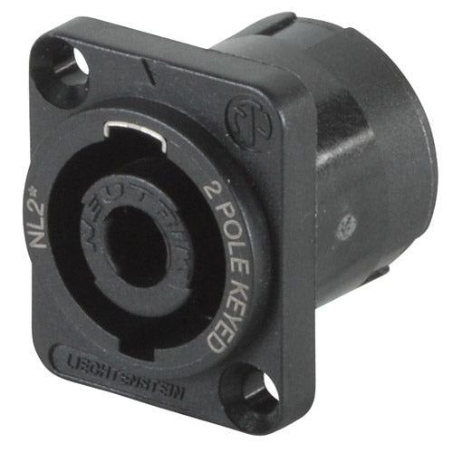 Conector Neutrik Speakon hembra de 2 vías, cuadrado para chasis-1
