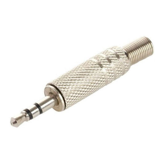 Conector de audio de 3.5 mm estéreo, metálico con cola-1