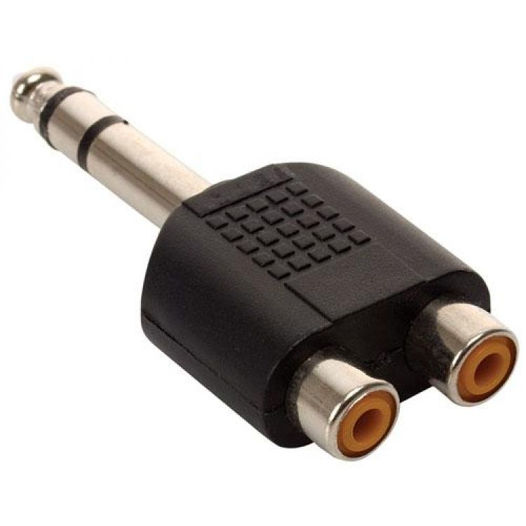 Adaptador N.A. de 6.3 mm macho estéreo a dos RCA hembra-1