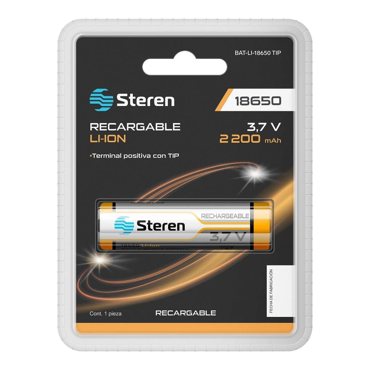 Batería Li-ion 18650 Steren de 2,200 mAh con tip en positivo-1