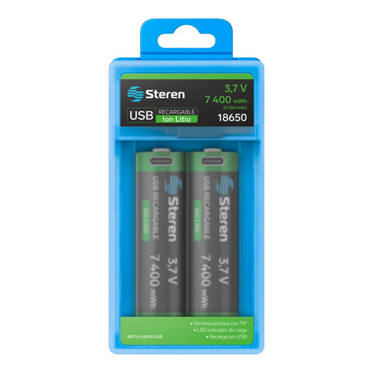 Batería recargable USB Li-ion 18650 de 2,000 mAh - 2 unidades-1