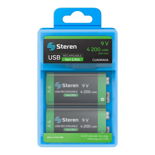 Batería recargable USB Li-ion cuadrada de 9V 500mAh - 2 unidades-1