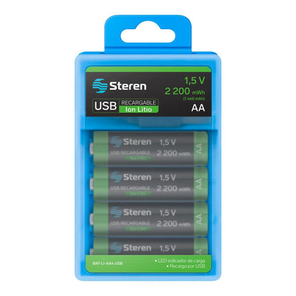 Batería recargable USB Li-ion AA de 1,460mAh - 4 unidades-1
