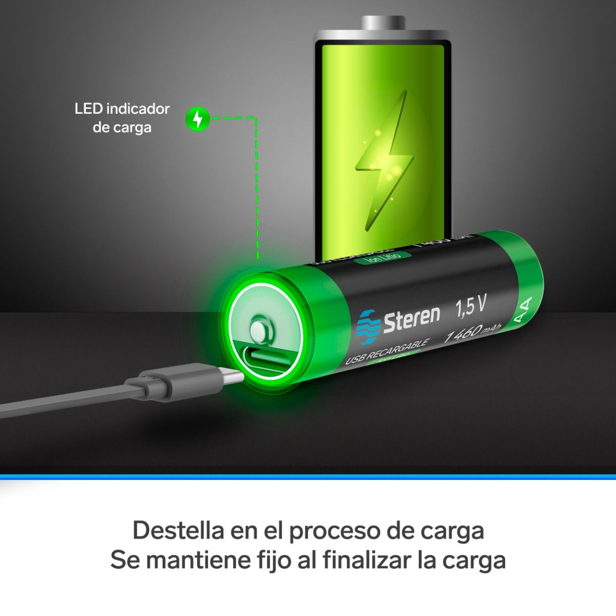 Batería recargable USB Li-ion AA de 1,460mAh - 4 unidades-7