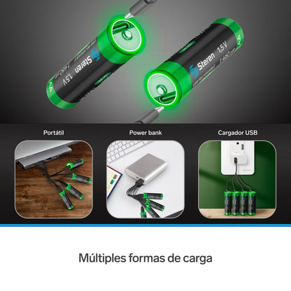 Batería recargable USB Li-ion AA de 1,460mAh - 4 unidades-9