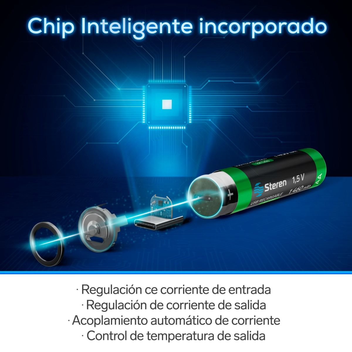 Batería recargable USB Li-ion AA de 1,460mAh - 4 unidades-10