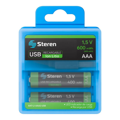 Batería recargable USB Li-ion AAA de 370mAh - 2 unidades-1