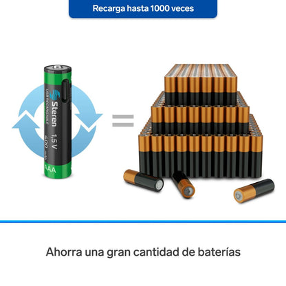 Batería recargable USB Li-ion AAA de 370mAh - 2 unidades-5
