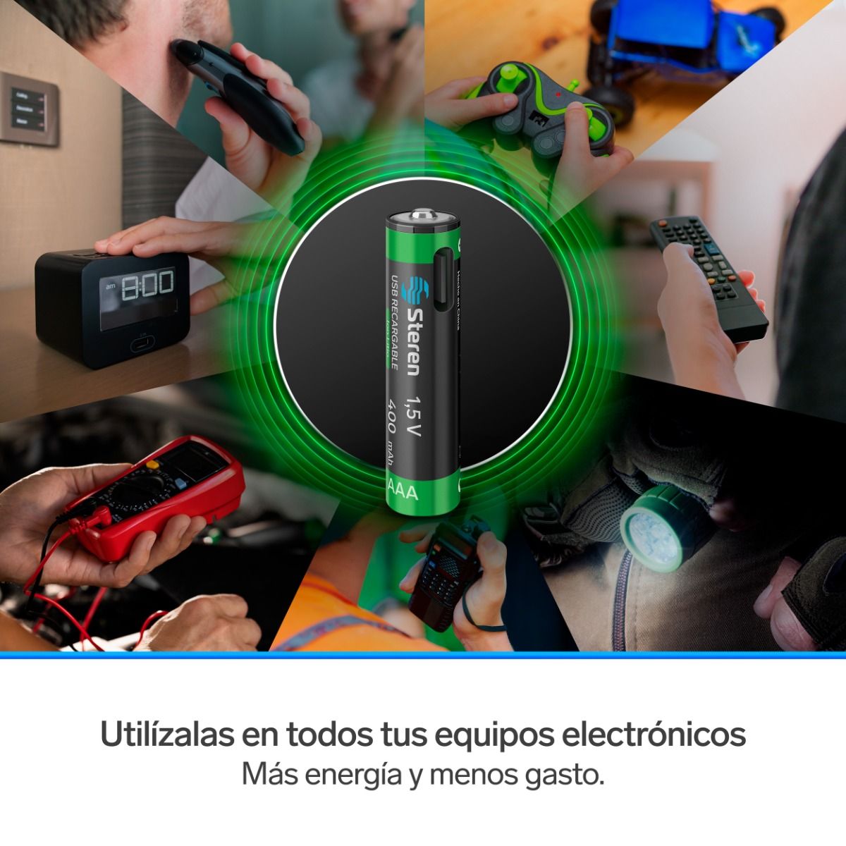 Batería recargable USB Li-ion AAA de 370mAh - 2 unidades-8