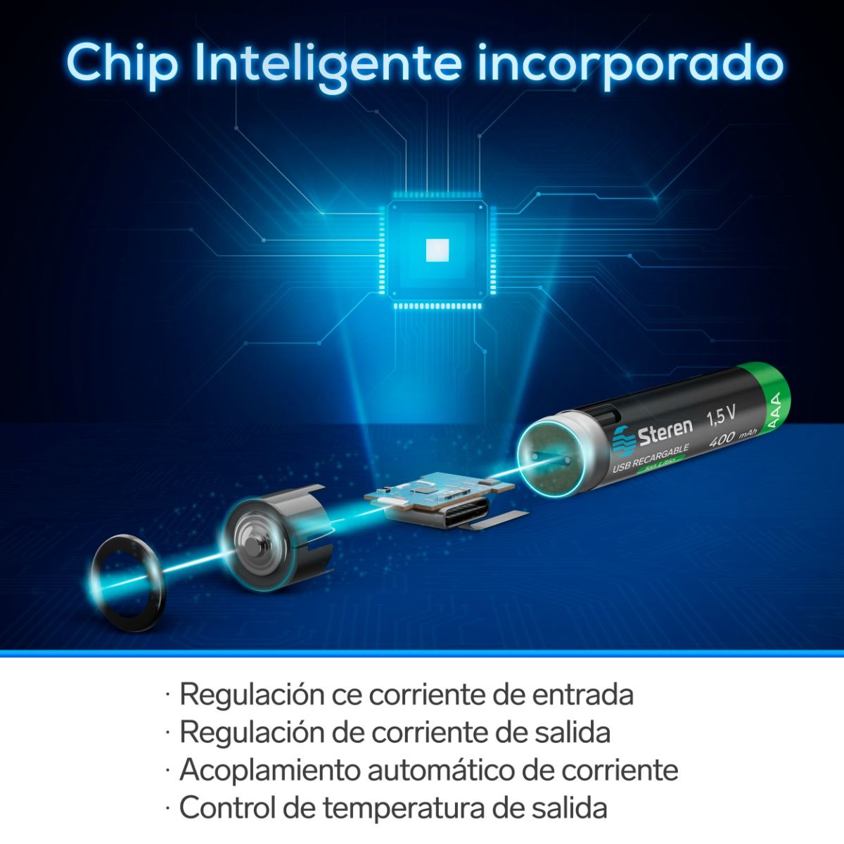 Batería recargable USB Li-ion AAA de 370mAh - 2 unidades-10